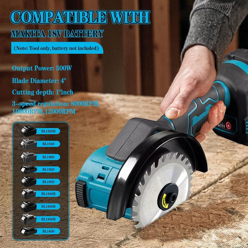 dcvbny 4" Brushless Cordless Cut-Off Tool Compatible with Makita 18V Battery(No Battery) | 500W Angle Grinder Saw with 6pc 4" Blades for Metal,Wood,Tile,Plastic (for Makita without Base Plate) - Image 2